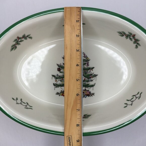 Vintage Spode Christmas Tree Porcelain China Oval Vegetable Baker Dish With Box - Picture 15 of 15